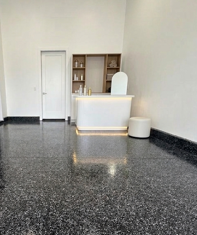 Salon esthétique avec sol en résine